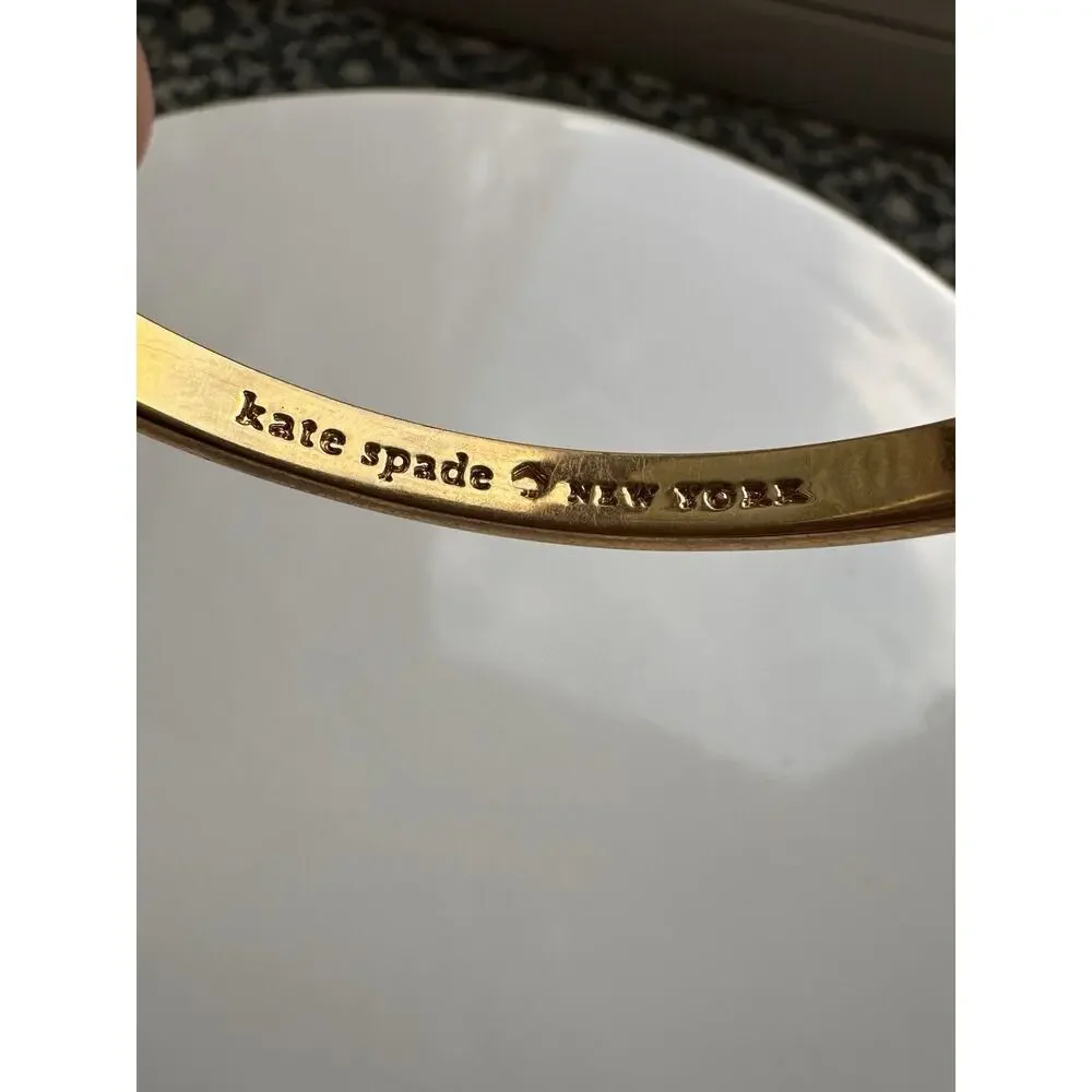 Kate Spade Hit Your Stride Idiom Bangle Gold Tone Yellow White Enamel - Picture 9 of 11